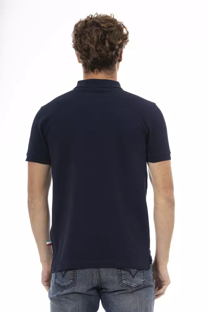 Baldinini Trend Chic blaues Baumwollpolo mit eleganter Stickerei