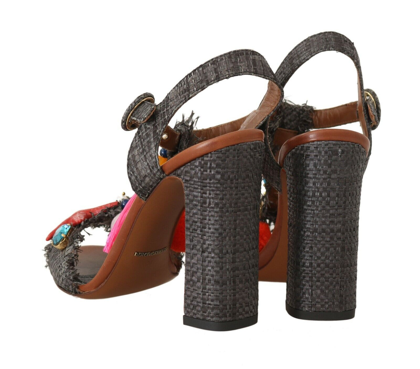 Dolce &amp; Gabbana Gray Straw MARINA Sea Star Sandals