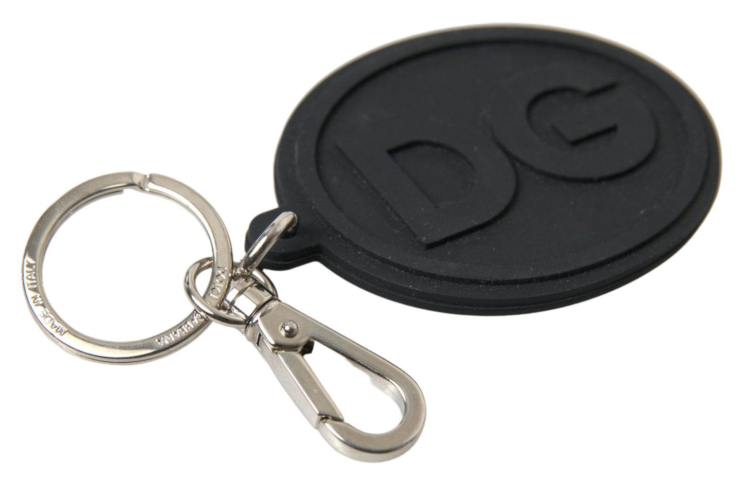 Dolce & Gabbana Elegant Black Rubber and Brass Keychain