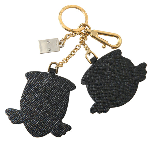 Dolce &amp; Gabbana Blue Angel Leather Dominico Stefano Keyring Keychain