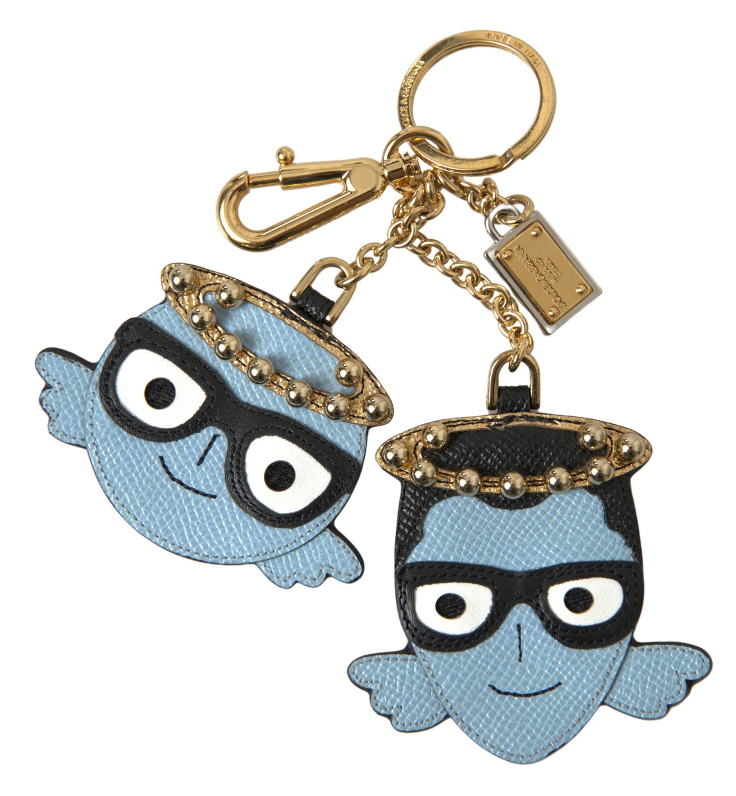 Dolce &amp; Gabbana Blue Angel Leather Dominico Stefano Keyring Keychain