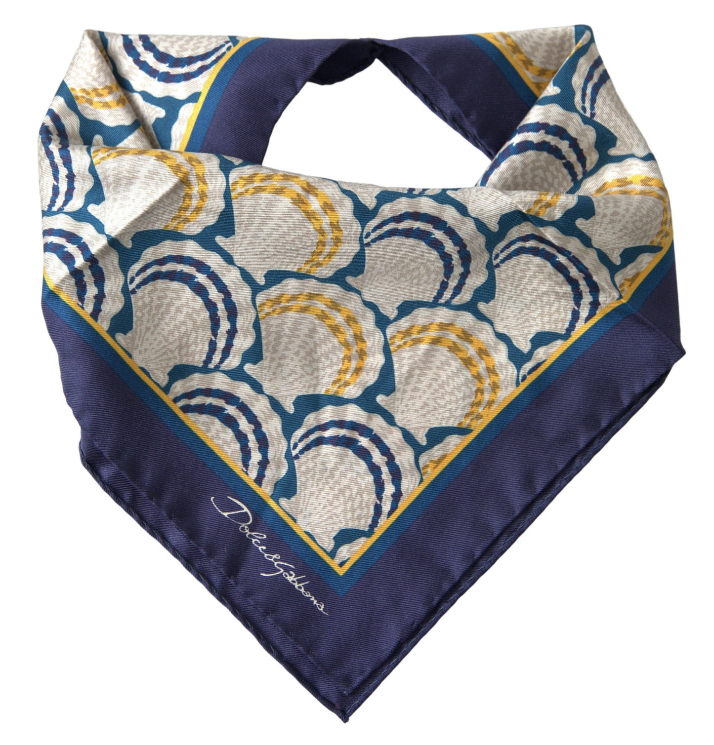 Dolce &amp; Gabbana Multicolor Shell Silk Square Handkerchief Scarf