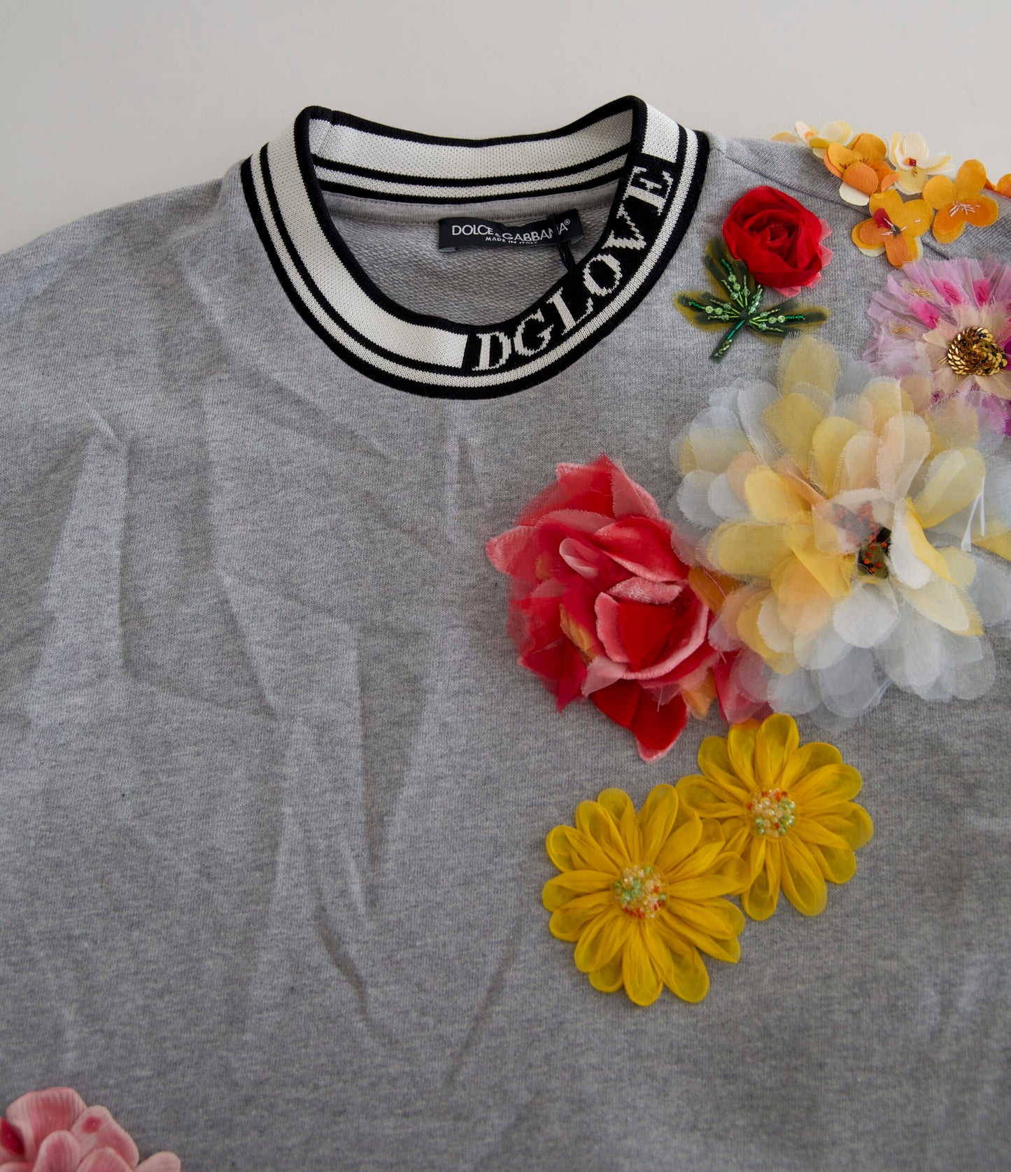 Dolce &amp; Gabbana Grey DG Amore Queen Floral Pullover Sweater