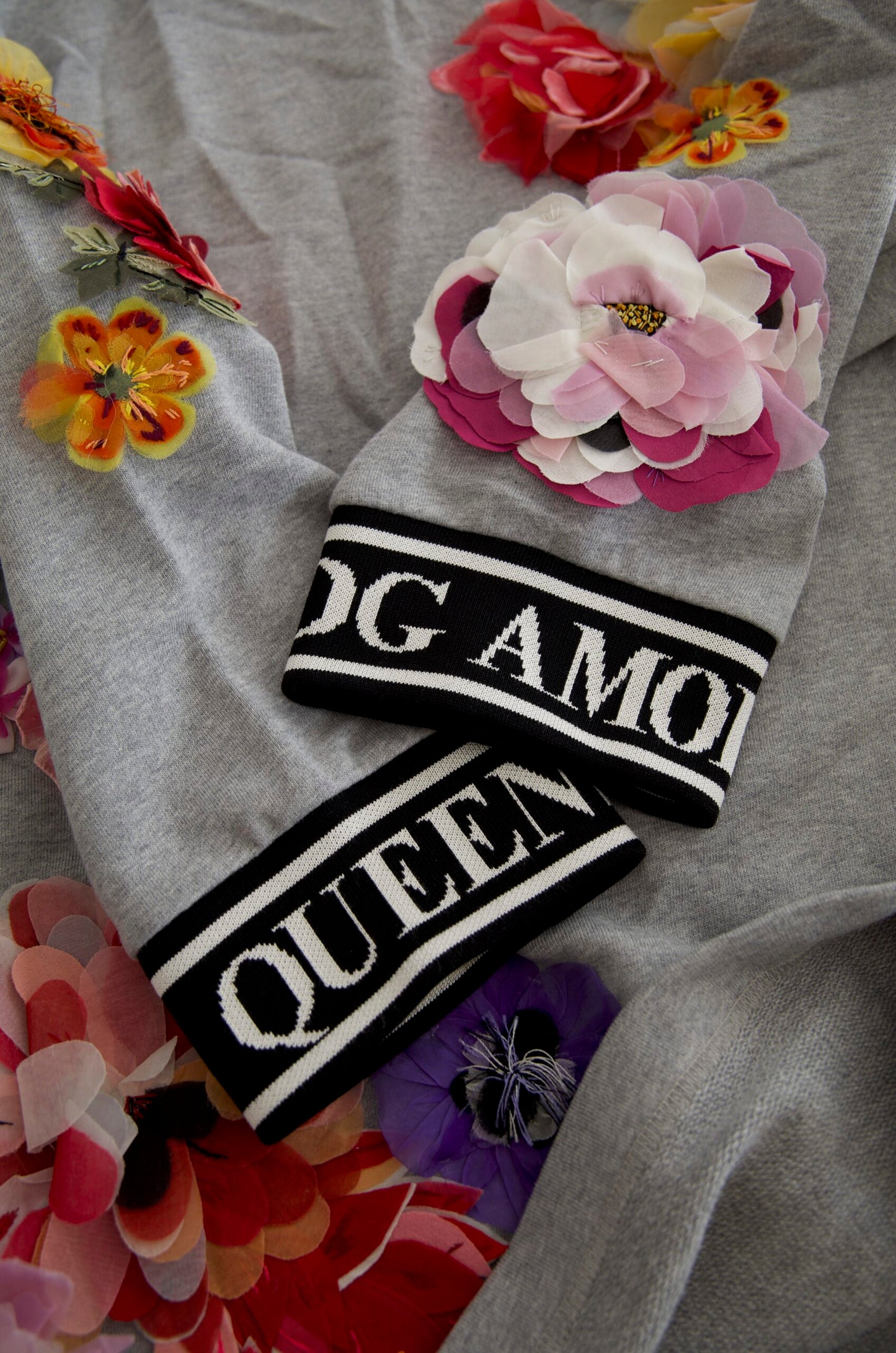 Dolce &amp; Gabbana Grey DG Amore Queen Floral Pullover Sweater