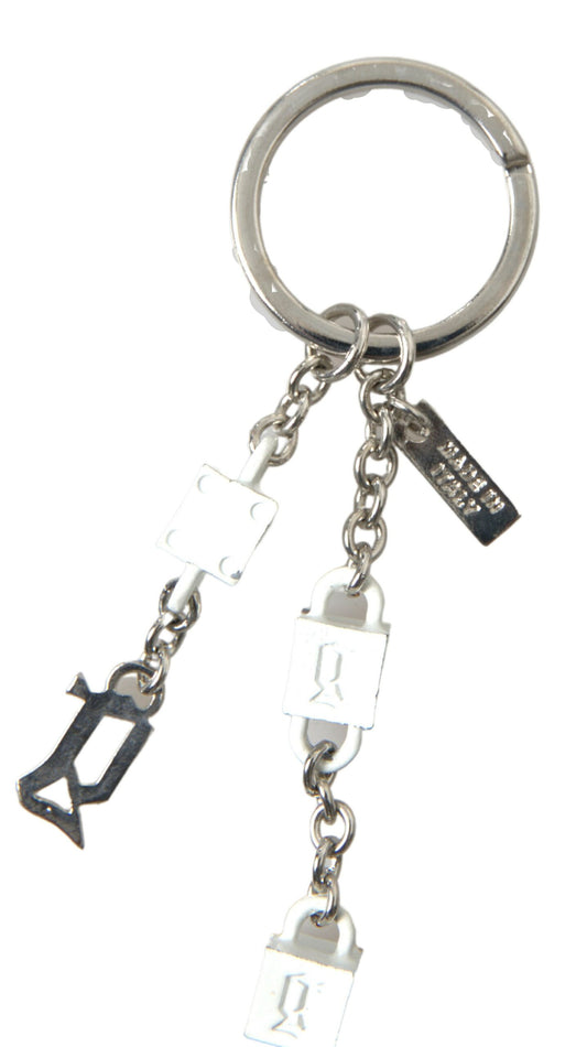 Dolce &amp; Gabbana Silver Tone Metal DG Logo Engraved Keyring Keychain