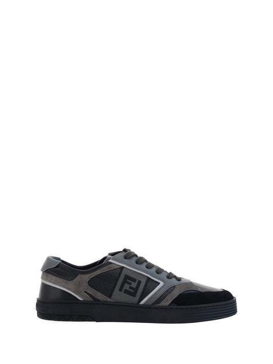 Fendi Low-Top-Sneakers aus schwarzem Kalbsleder