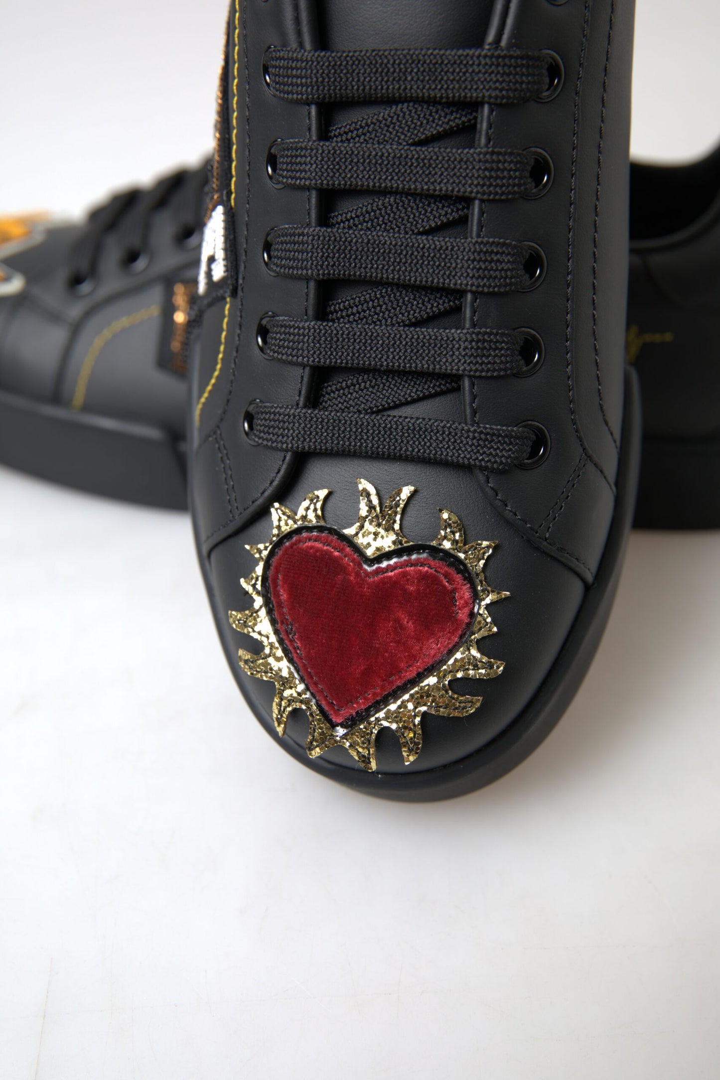 Dolce &amp; Gabbana Portofino Prince Sneakers aus schwarzem Leder