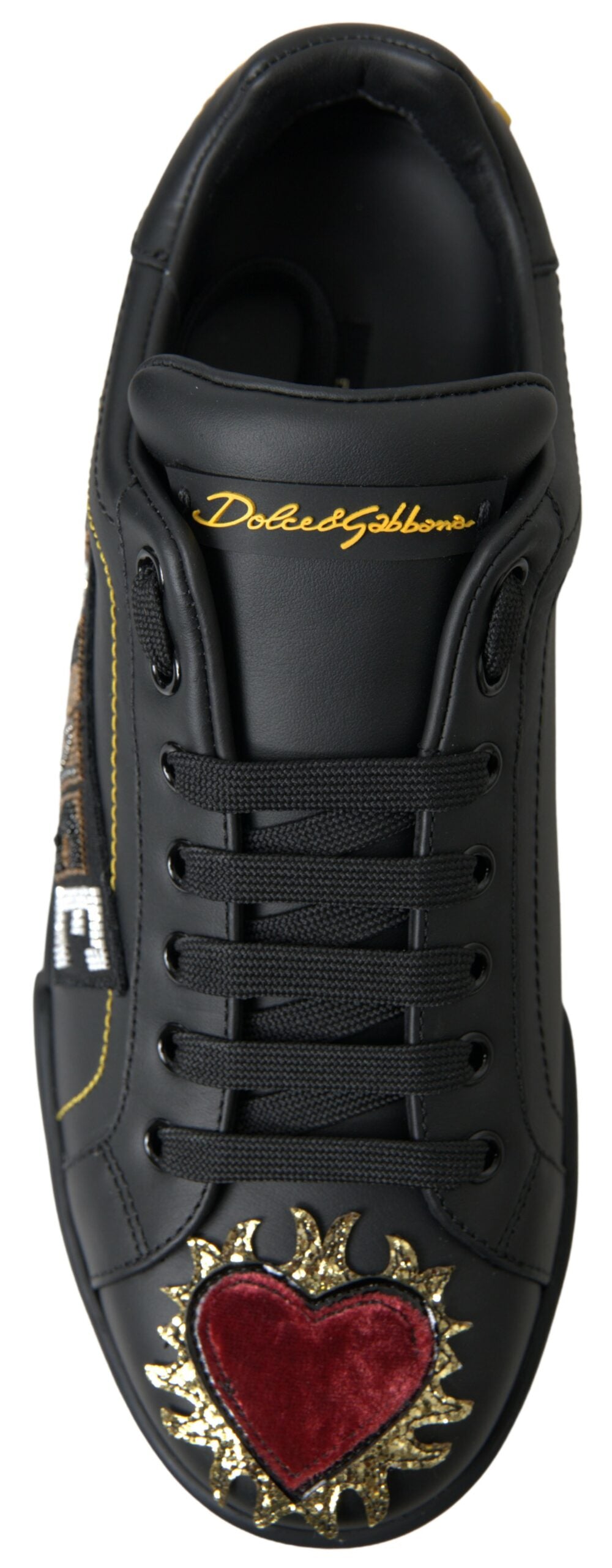 Dolce &amp; Gabbana Portofino Prince Sneakers aus schwarzem Leder