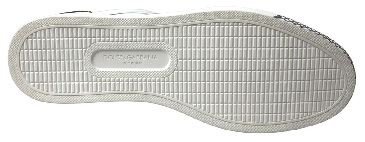 Dolce &amp; Gabbana Weiße Leder-Braun-LOVE-Freizeit-Sneaker