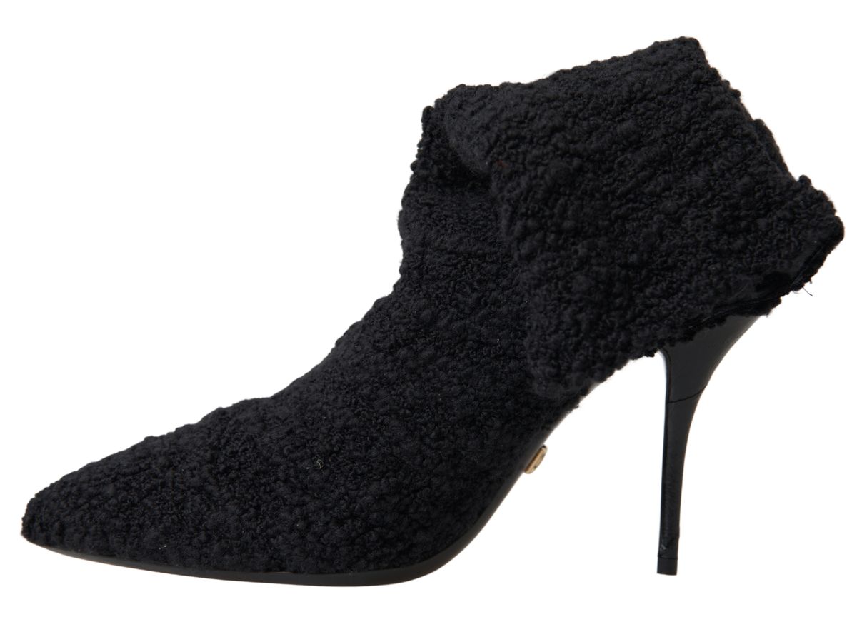 Dolce &amp; Gabbana Schwarze Stiefel mit mittelhohem Stiletto-Absatz