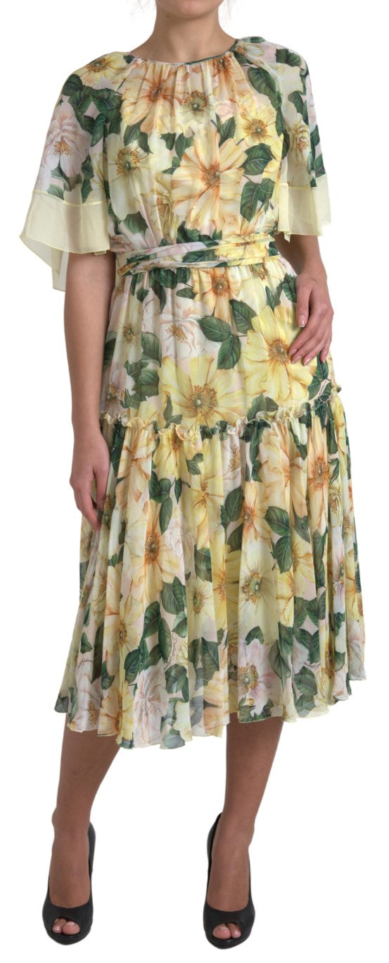 Dolce &amp; Gabbana Multicolor Silk Floral Print Long Maxi Dress