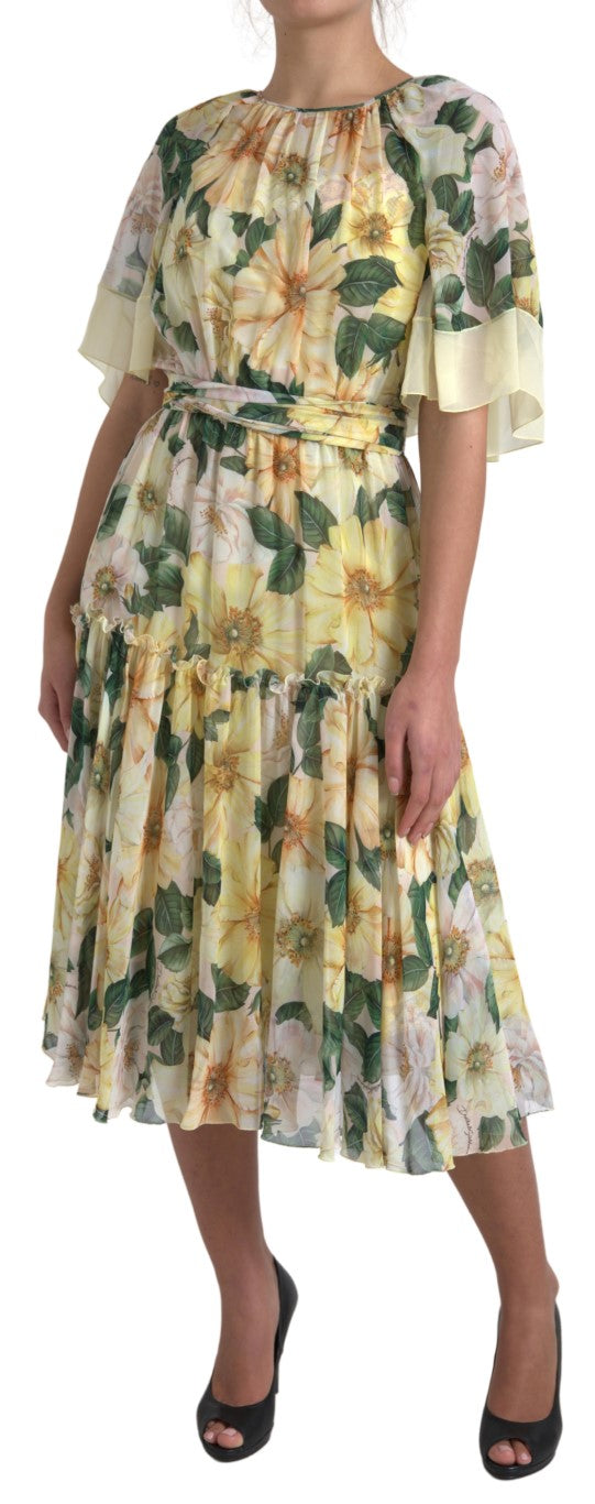 Dolce &amp; Gabbana Multicolor Silk Floral Print Long Maxi Dress