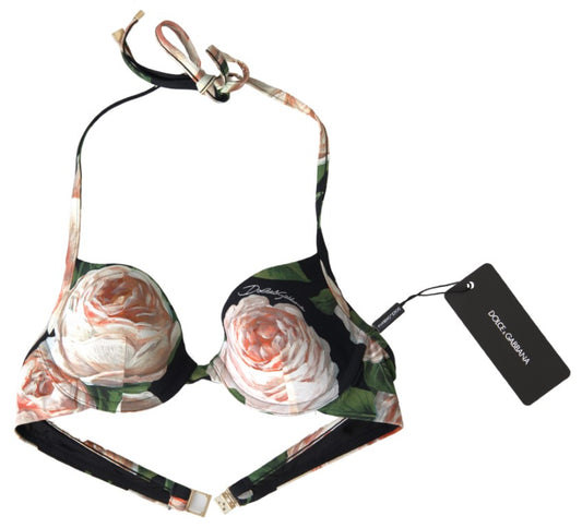 Dolce &amp; Gabbana Multicolor Floral Beachwear Swimwear Bikini Top