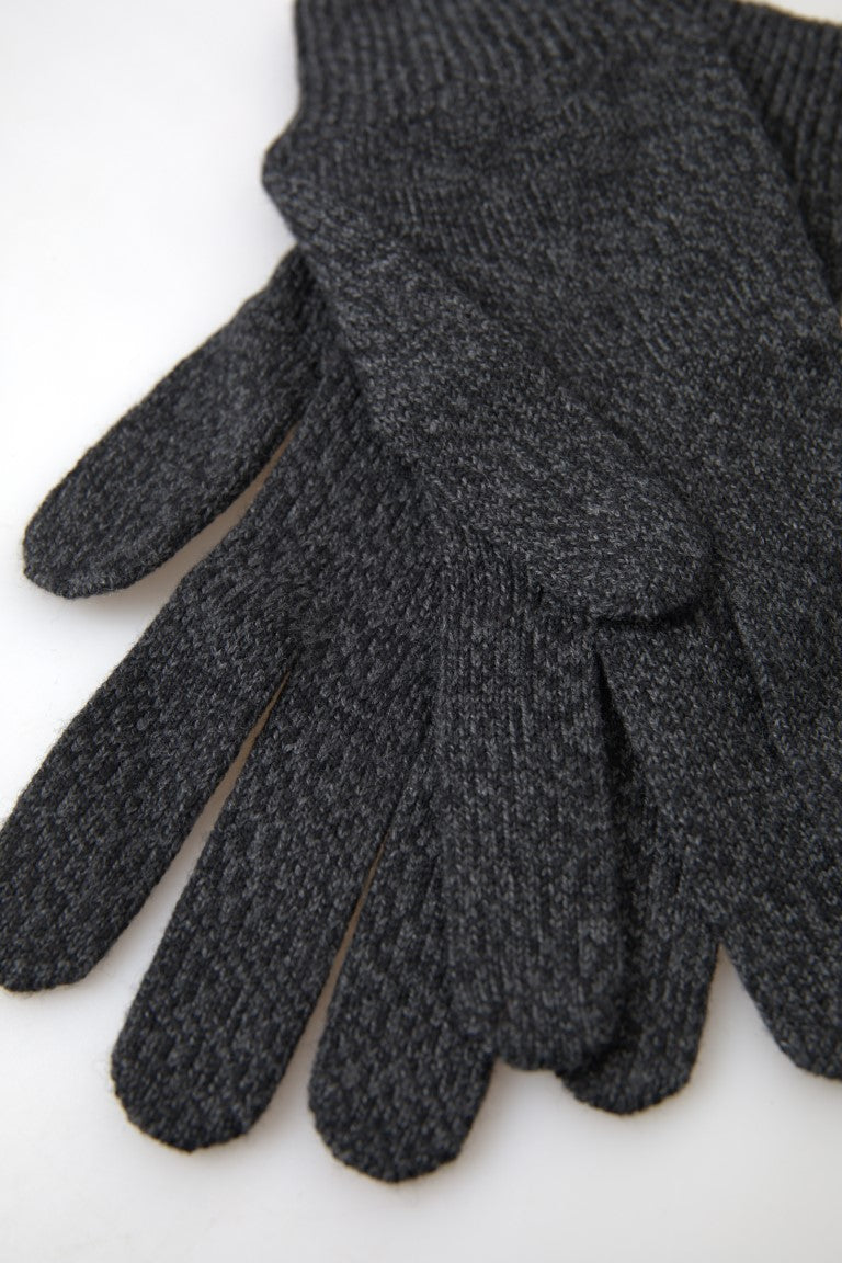 Dolce &amp; Gabbana Graue Schurwoll-Strickhandschuhe für Herren