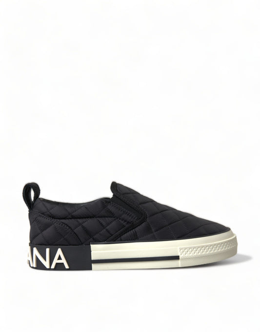 Dolce &amp; Gabbana Schwarze gesteppte Slip-On-Low-Top-Sneaker-Schuhe