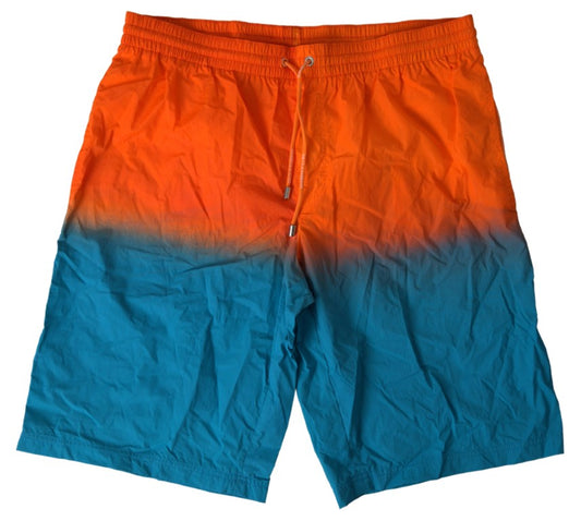 Dolce &amp; Gabbana Orange Blue Gradient Beachwear Swimwear Shorts