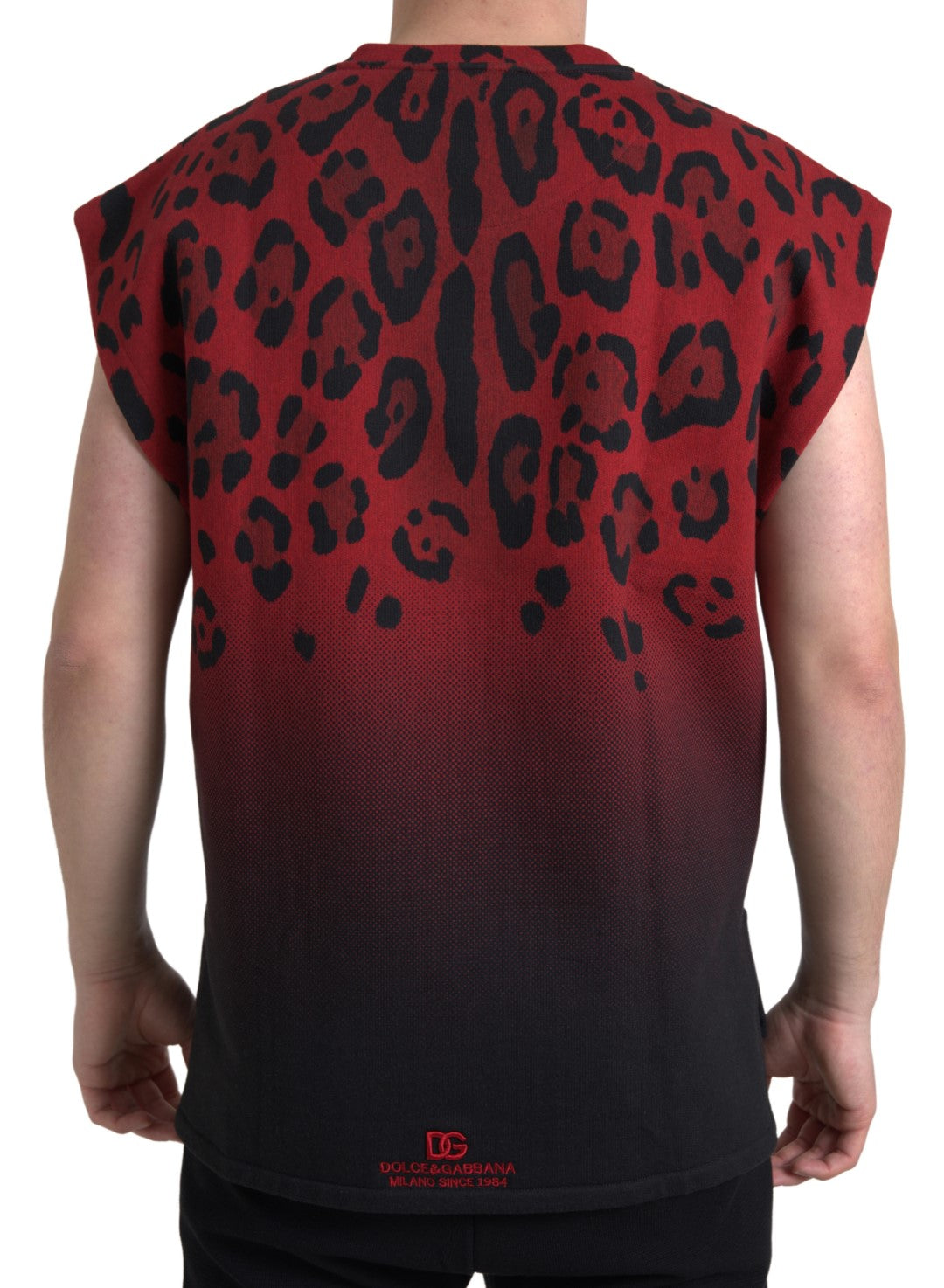 Dolce & Gabbana Red Leopard Print Cotton Tank Top