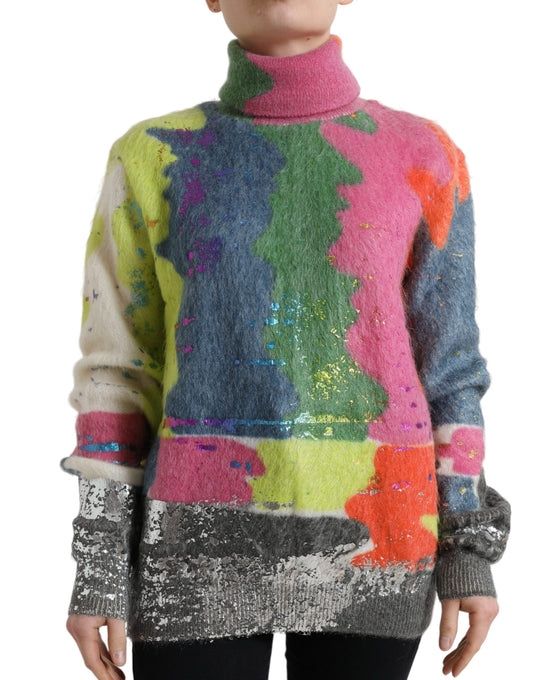 Dolce &amp; Gabbana Multicolor Mohair Turtleneck Pullover Sweater