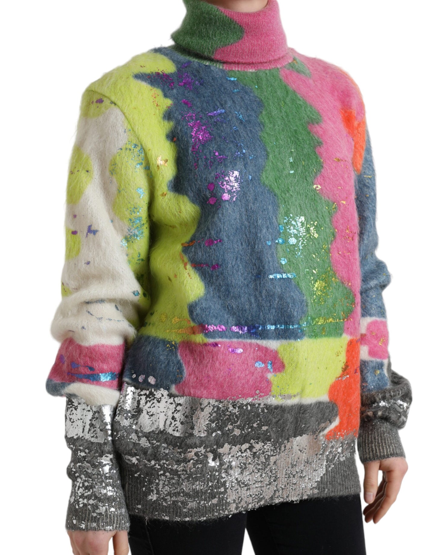 Dolce &amp; Gabbana Multicolor Mohair Turtleneck Pullover Sweater