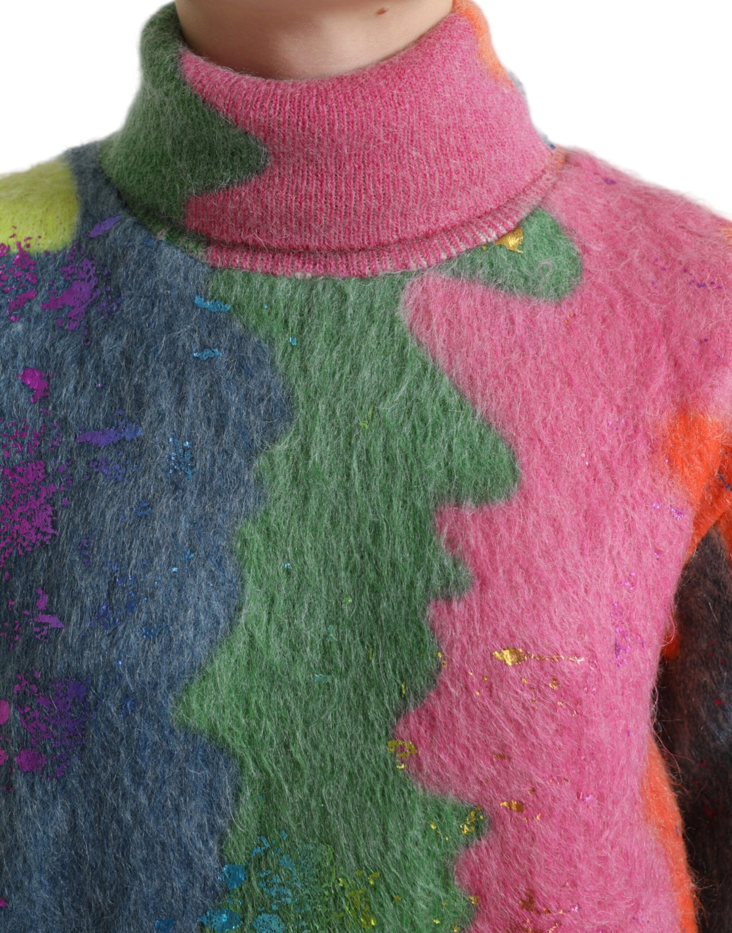 Dolce &amp; Gabbana Multicolor Mohair Turtleneck Pullover Sweater