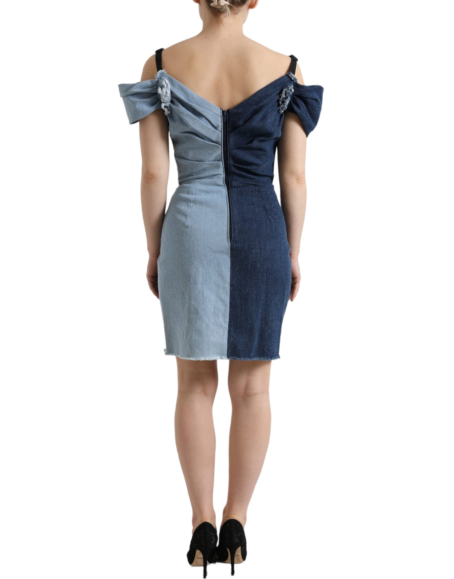 Dolce &amp; Gabbana Blue Patchwork Two Tone Denim Mini Dress