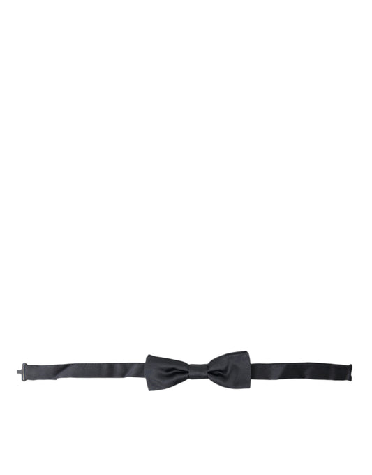 Dolce &amp; Gabbana Dark Grey Silk Adjustable Neck Men Papillon Bow Tie