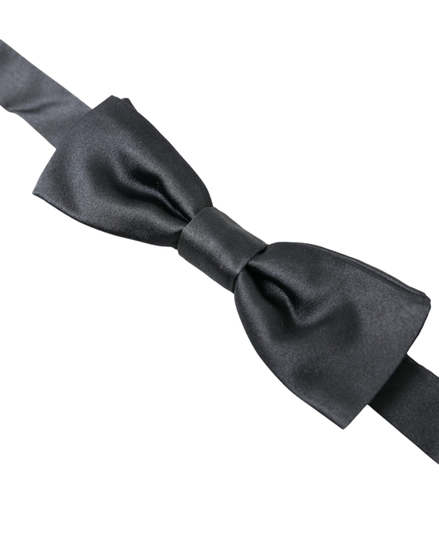 Dolce &amp; Gabbana Dark Grey Silk Adjustable Neck Men Papillon Bow Tie