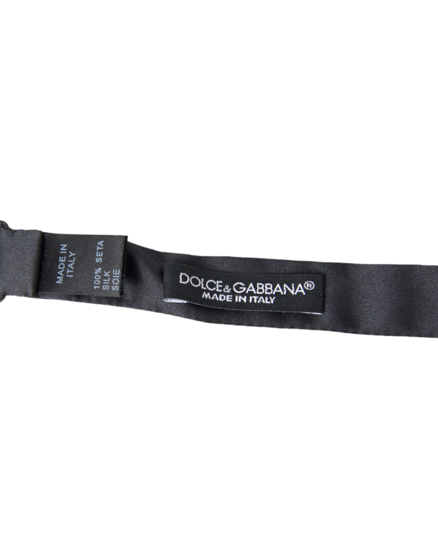 Dolce &amp; Gabbana Dark Grey Silk Adjustable Neck Men Papillon Bow Tie