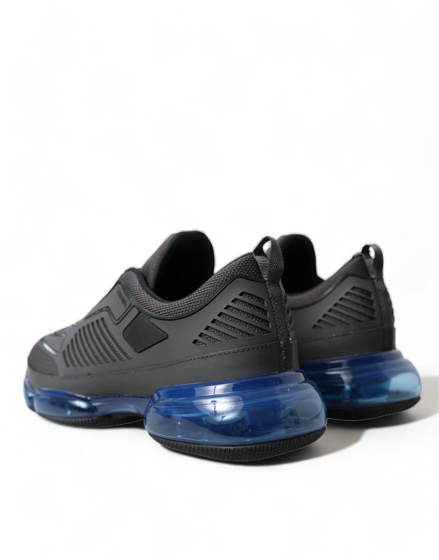 Prada Black Blue Rubber Knit Slip Sa Low Top Sneakers Shoes