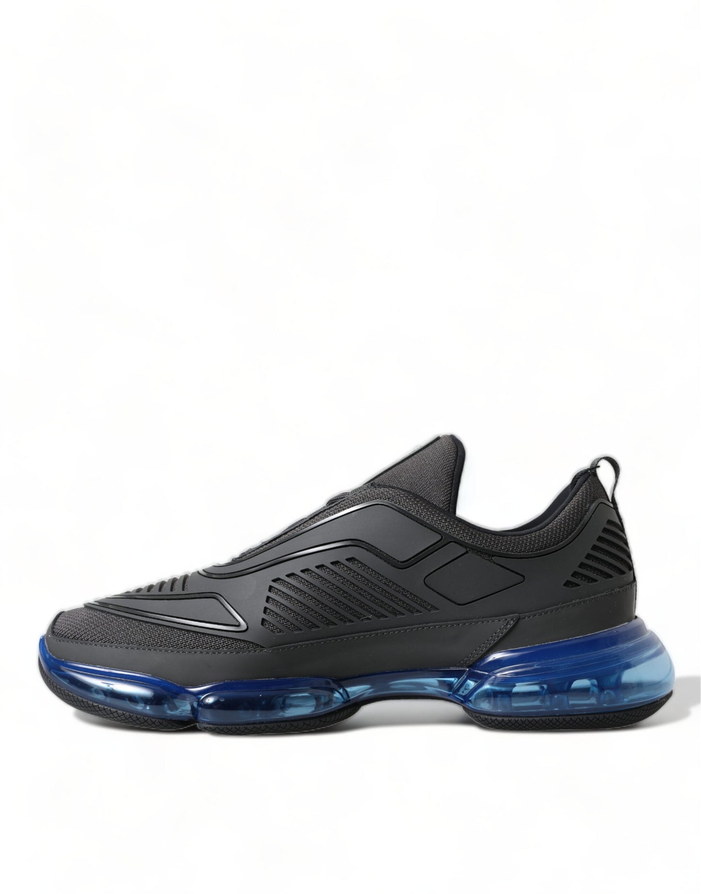 Prada Black Blue Rubber Knit Slip Sa Low Top Sneakers Shoes