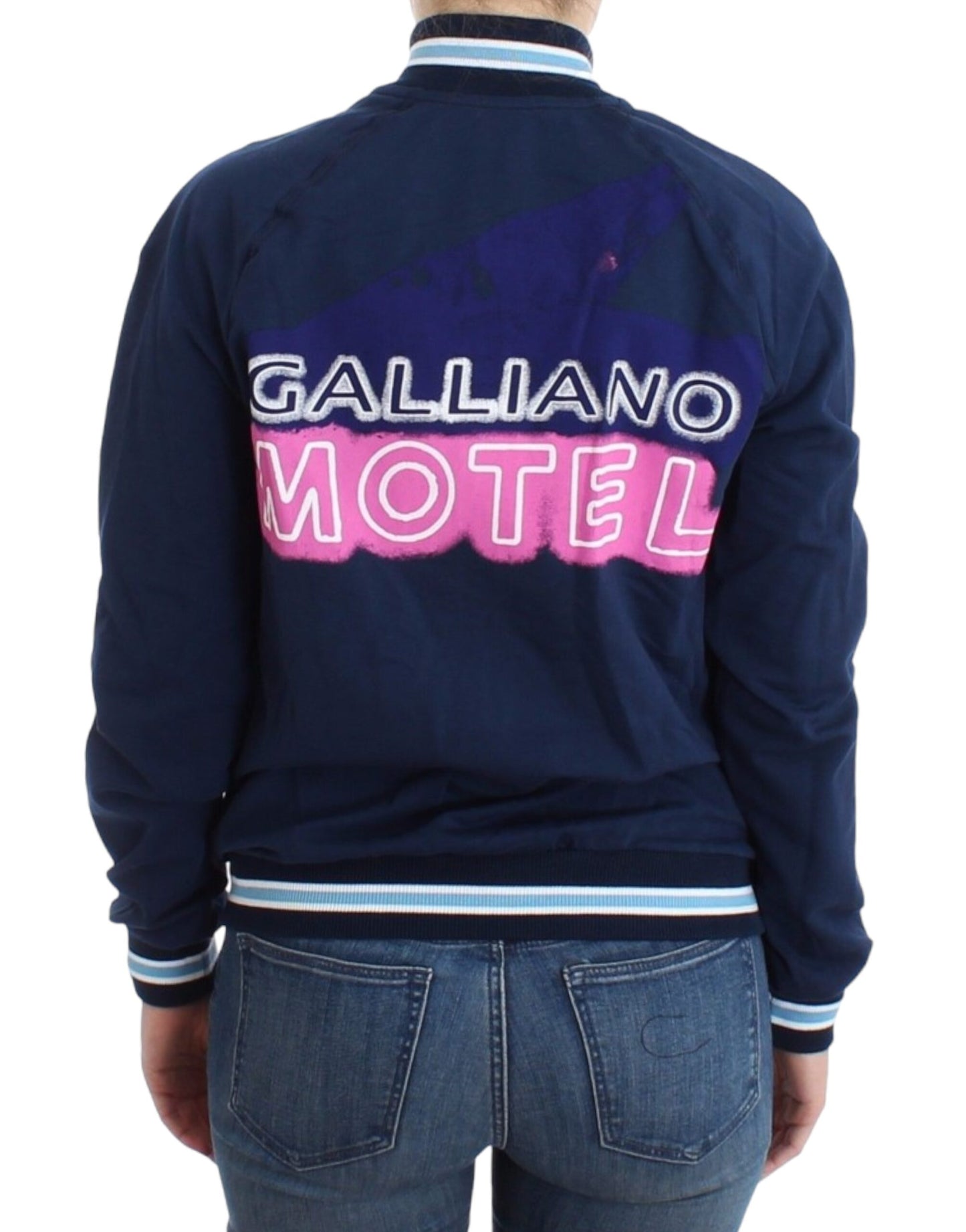 John Galliano Blauer Baumwoll-Cardigan mit Reißverschluss