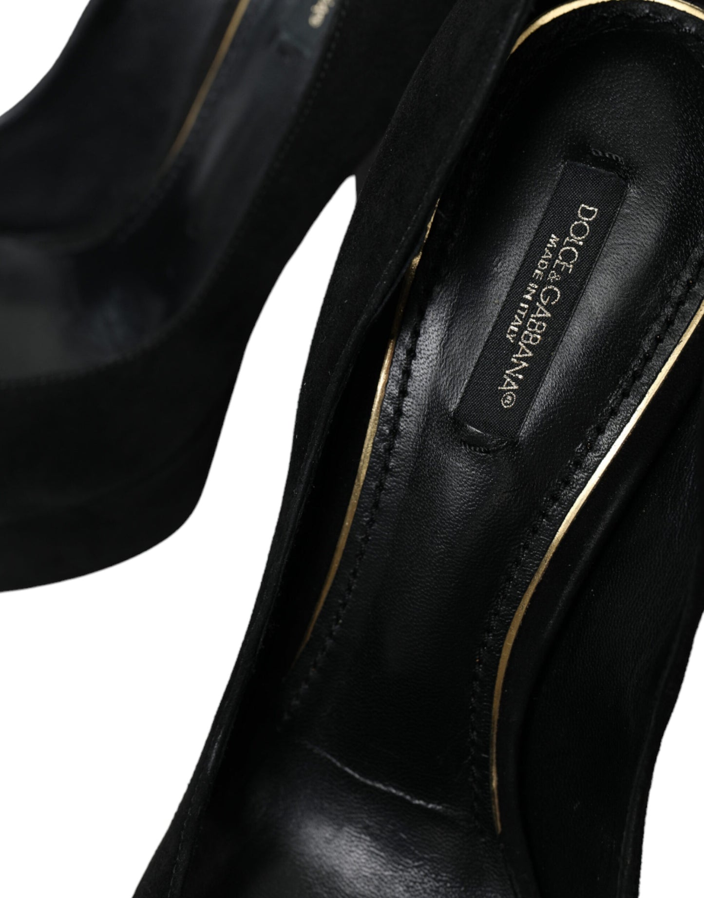 Dolce &amp; Gabbana Pumps aus schwarzem Wildleder mit Plateauabsatz