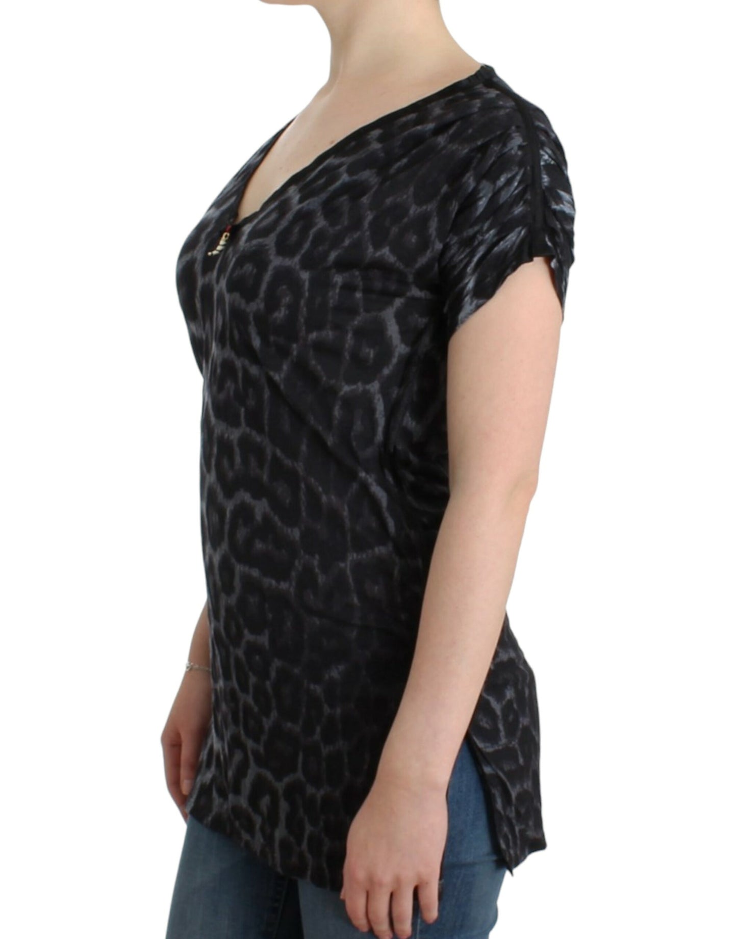 Cavalli Sultry Leopard V-Neck Modal Top