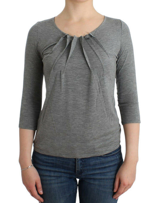 Cavalli Grey 3/4 sleeves jumper top