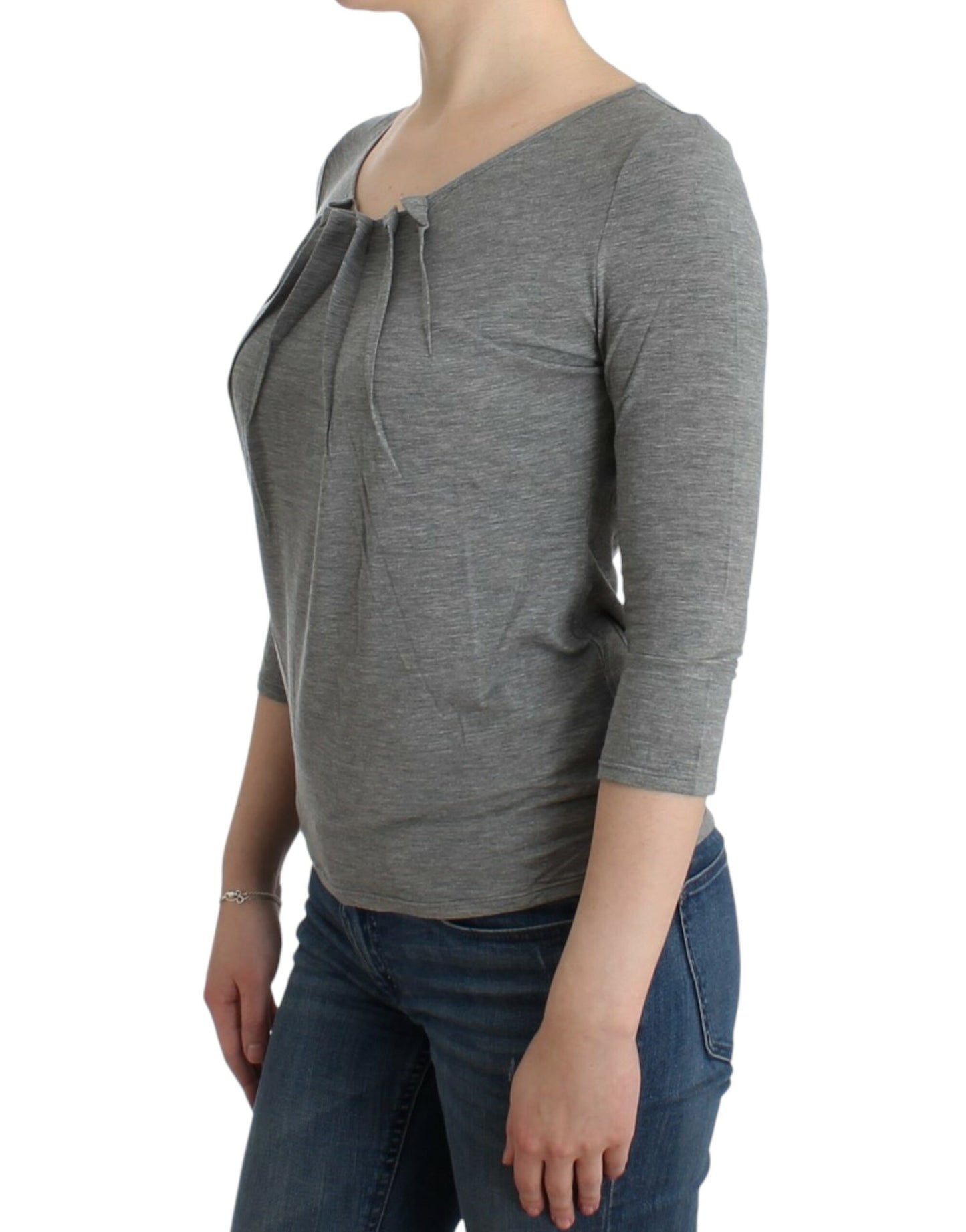 Cavalli Grey 3/4 sleeves jumper top