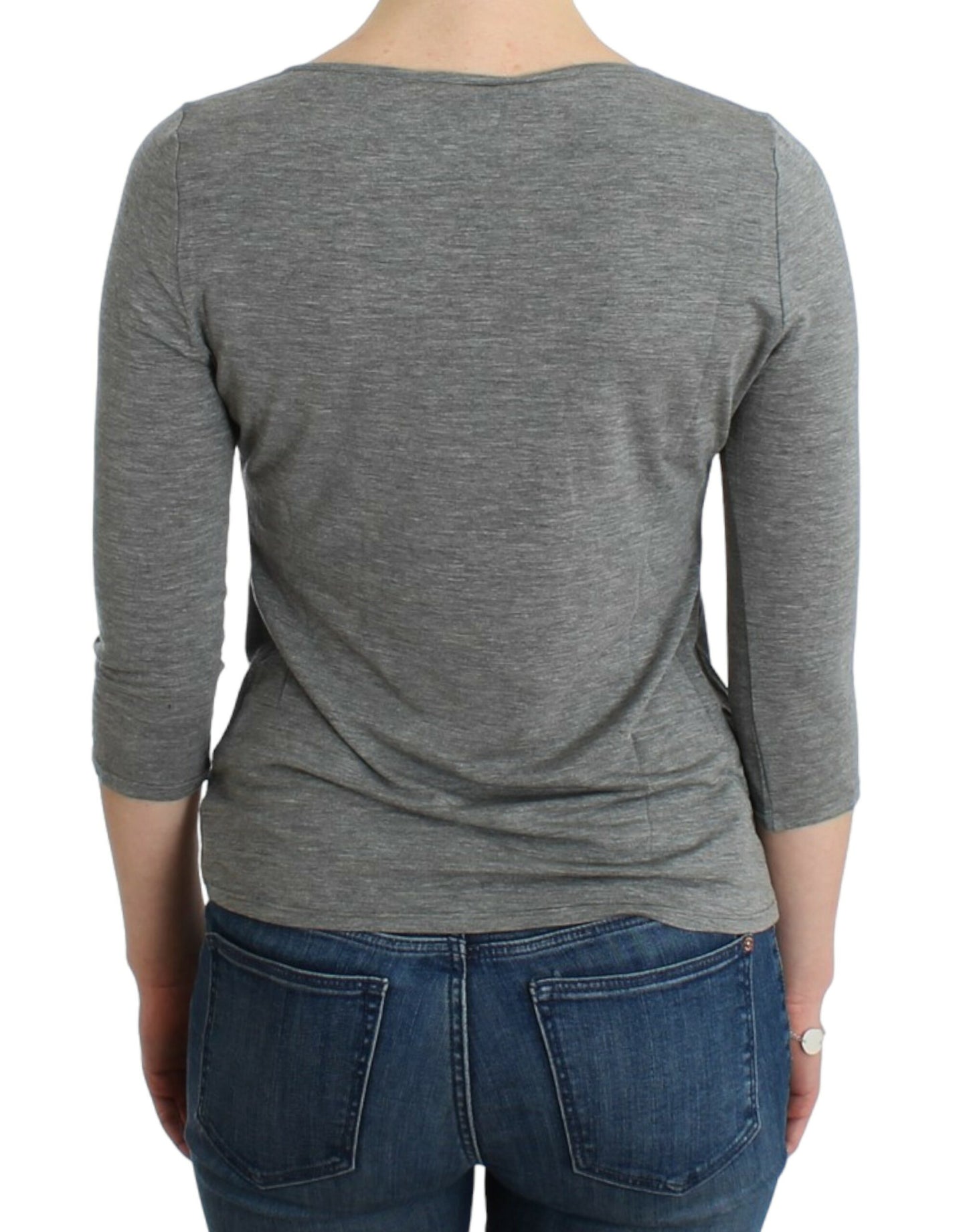 Cavalli Grey 3/4 sleeves jumper top