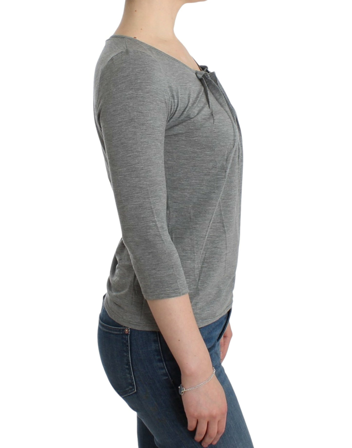 Cavalli Grey 3/4 sleeves jumper top