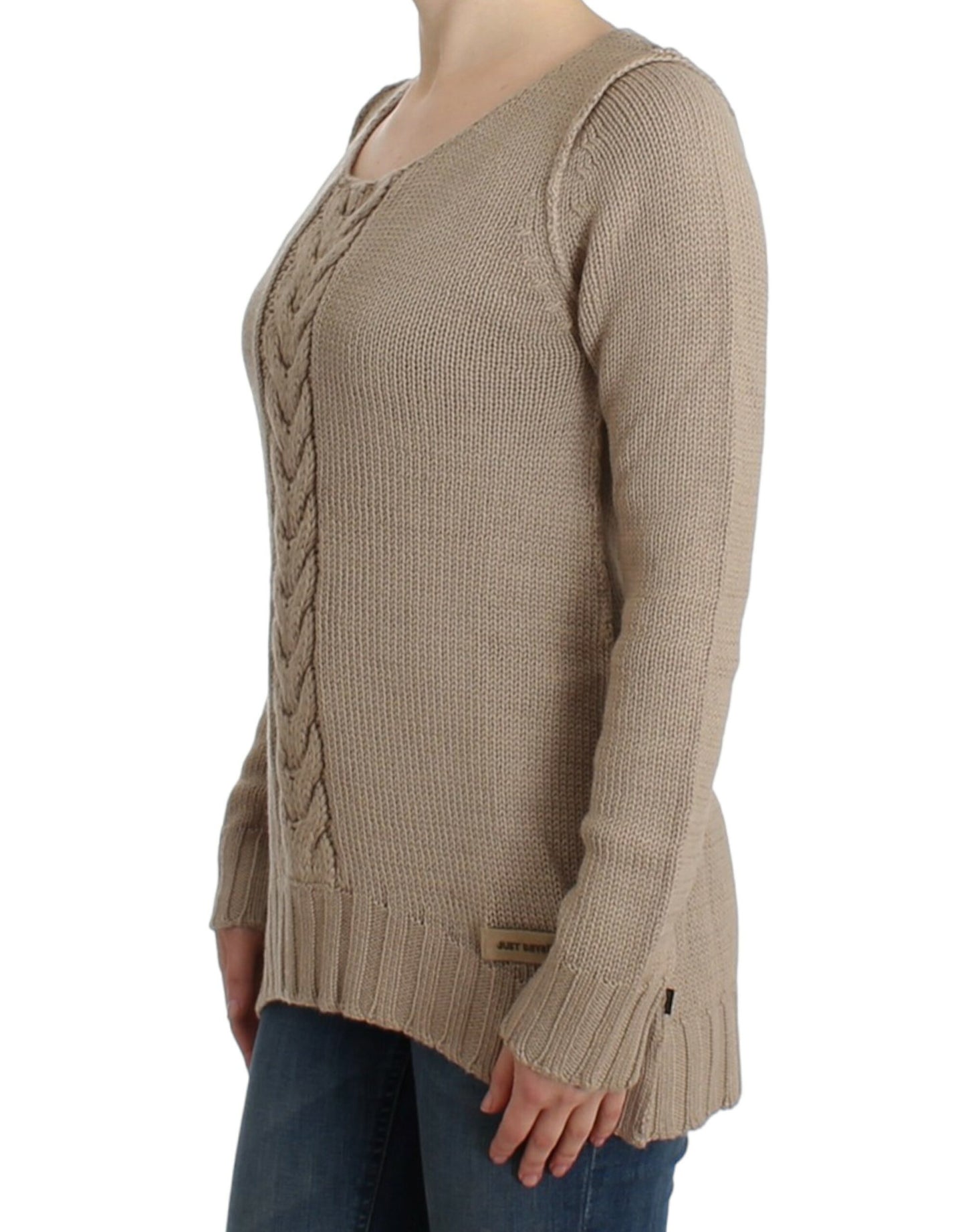 Cavalli Beige gestrickter Wollpullover