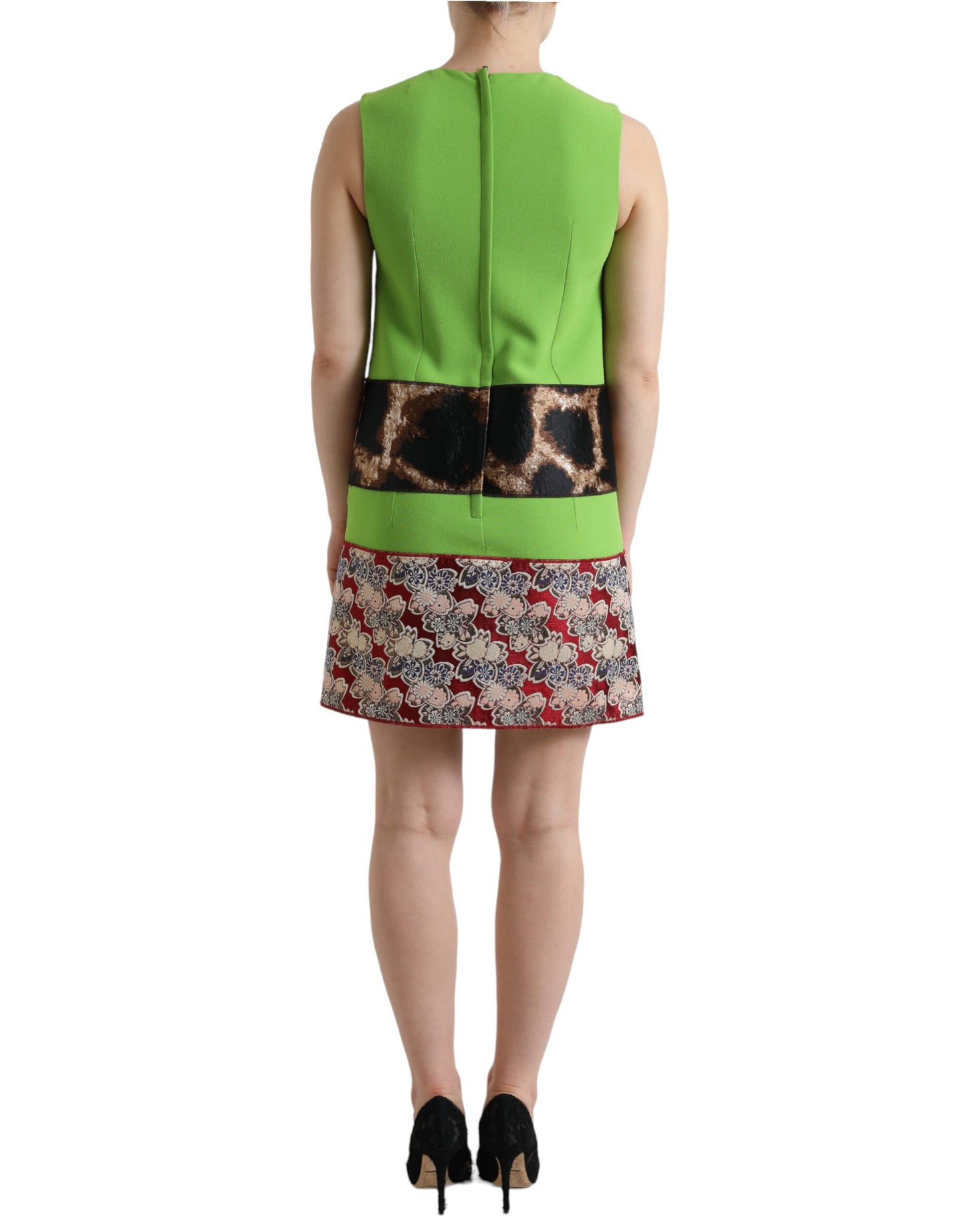 Dolce &amp; Gabbana Apple Green na Walang Sleeveless Paneled Shift Dress