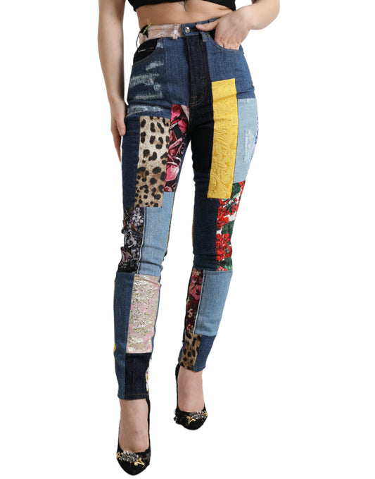 Dolce &amp; Gabbana Multicolor Patchwork GRACE Skinny Denim Jeans