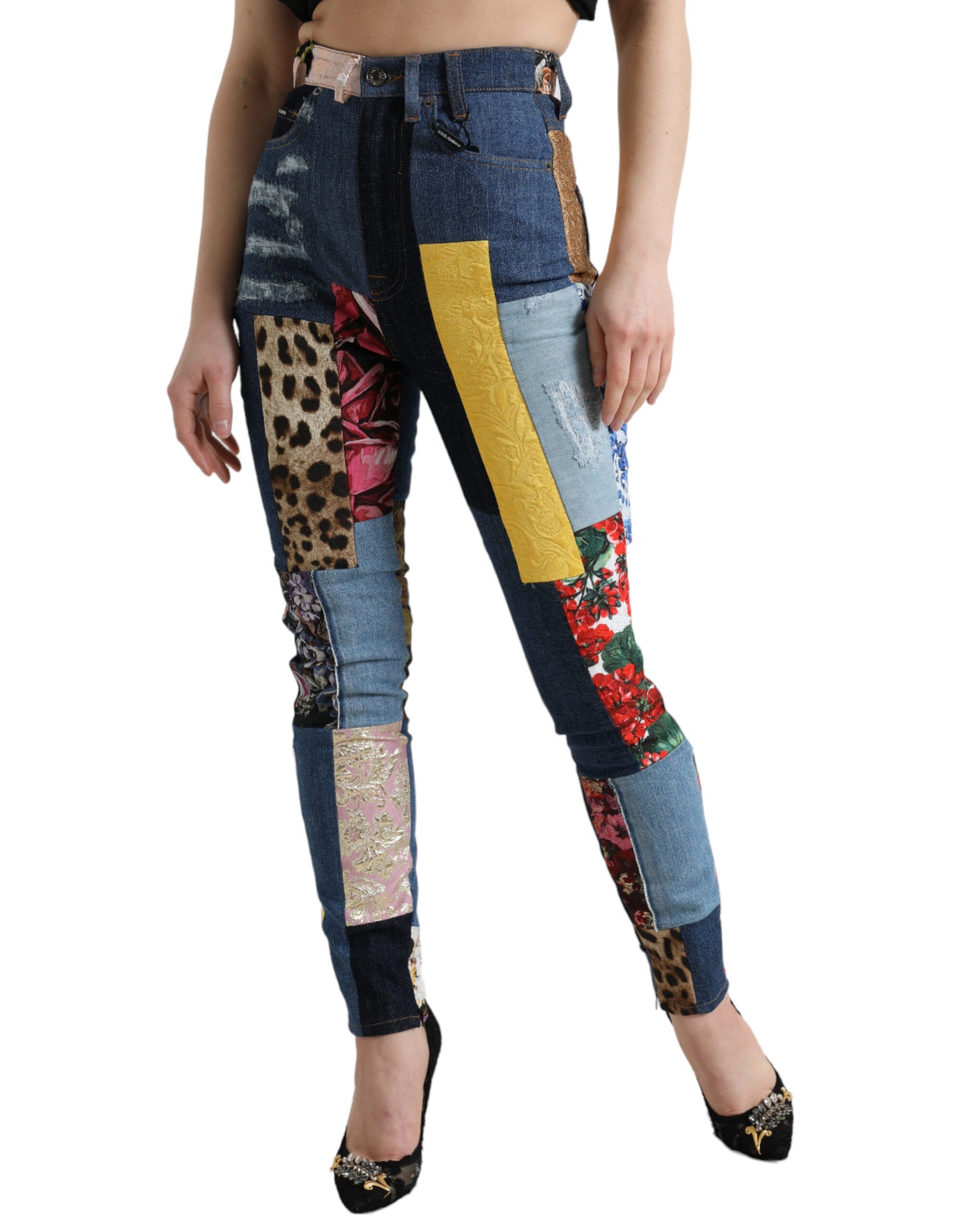 Dolce &amp; Gabbana Multicolor Patchwork GRACE Skinny Denim Jeans