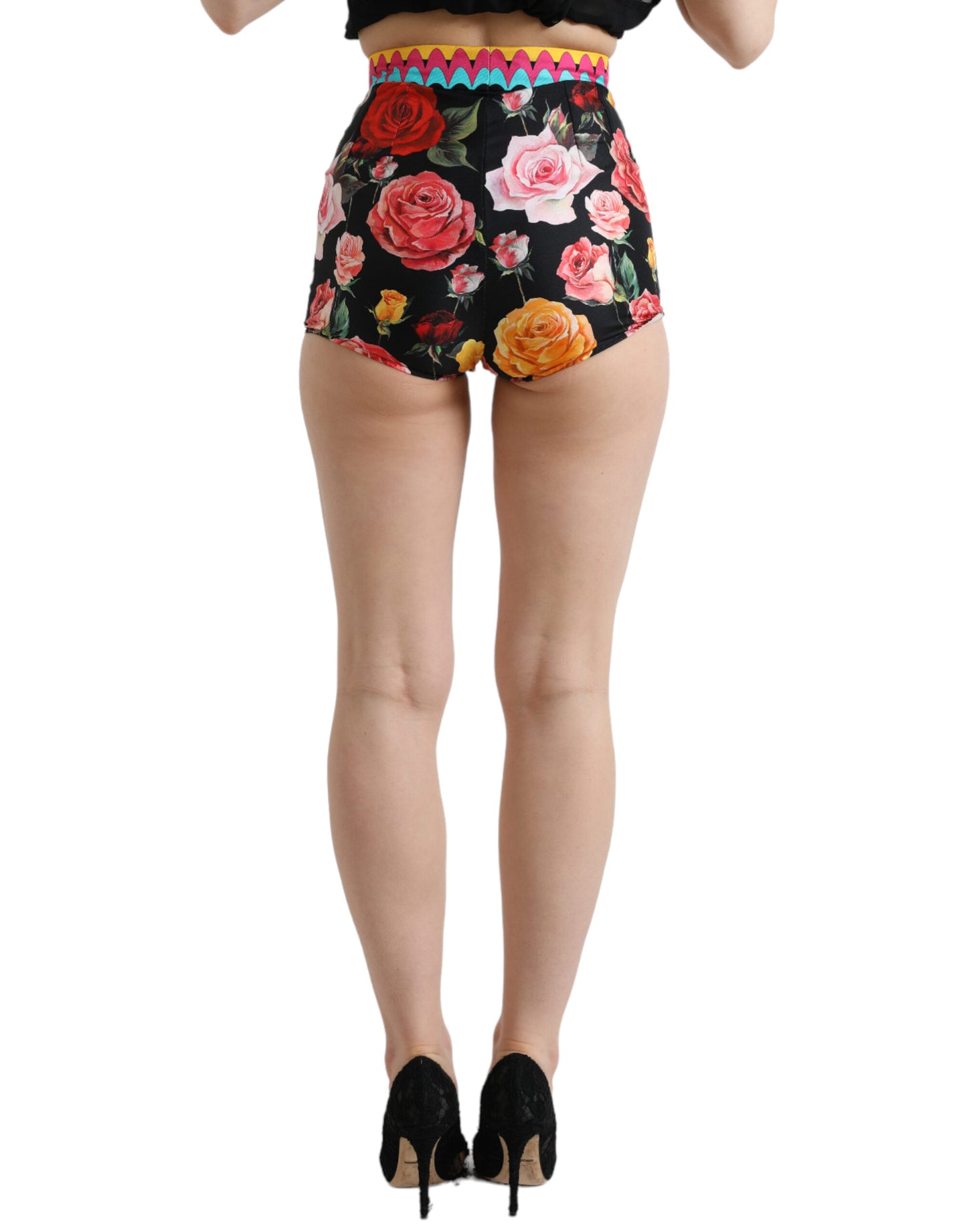 Mehrfarbige, gepunktete Hotpants-Shorts mit Blumenmuster von Dolce &amp; Gabbana