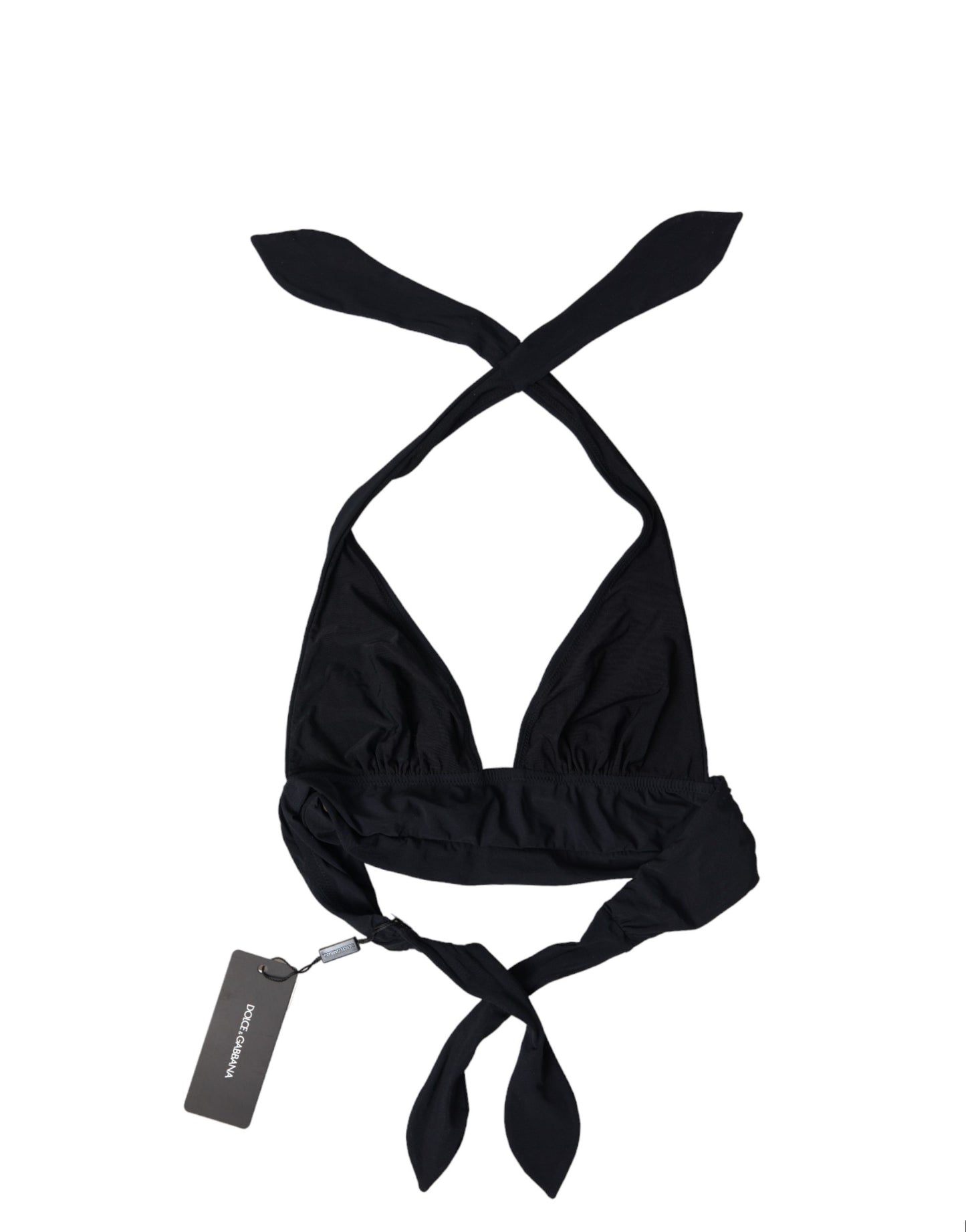 Dolce &amp; Gabbana Schwarzer Nylon-Stretch-Bademode-Bikini mit Neckholder