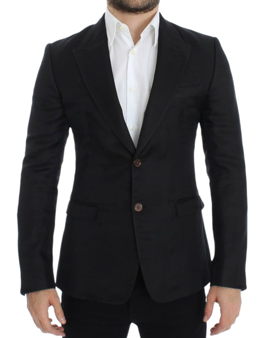 Dolce &amp; Gabbana Slim-Fit-Blazer aus schwarzer Seide