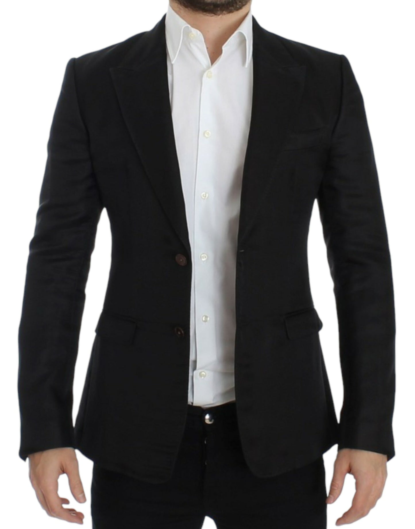 Dolce &amp; Gabbana Slim-Fit-Blazer aus schwarzer Seide