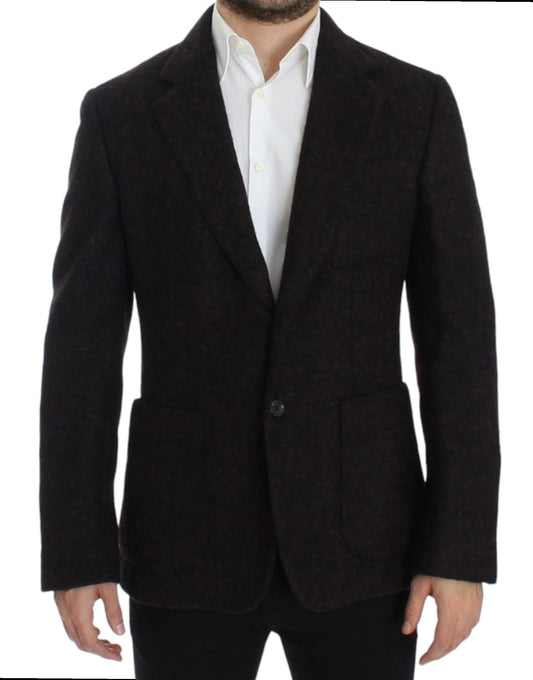 Dolce &amp; Gabbana Bordeaux-Alpaga-Blazer mit zwei Knöpfen