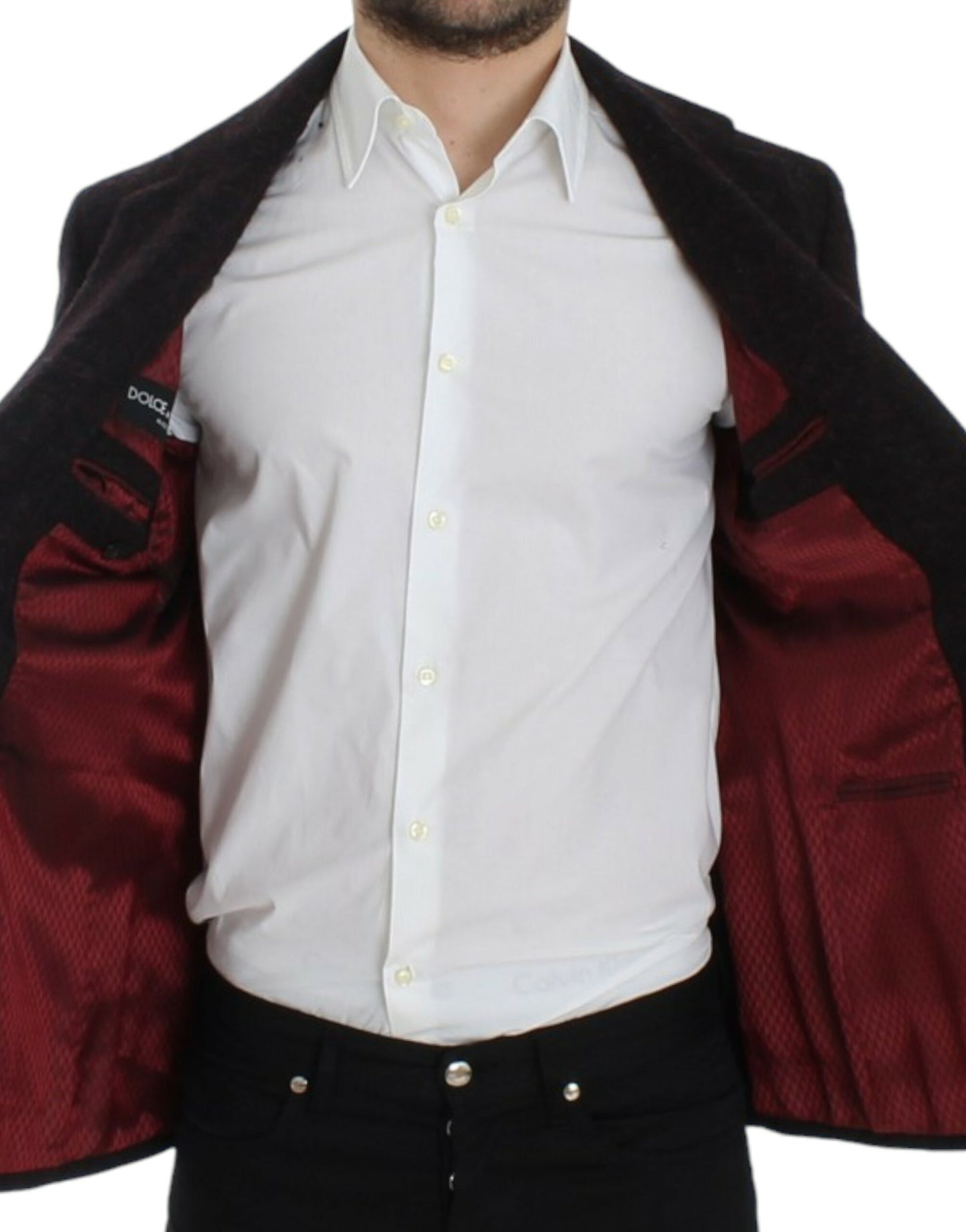 Dolce &amp; Gabbana Bordeaux-Alpaga-Blazer mit zwei Knöpfen