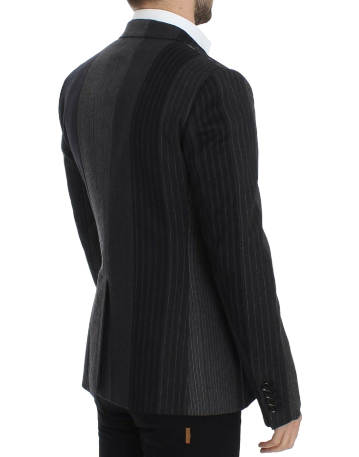 Dolce &amp; Gabbana Grau gestreifter Woll-Stretch-Blazer