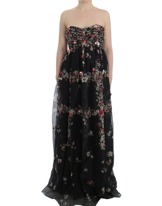 Dolce &amp; Gabbana Masterpiece black floral print silk runway dress