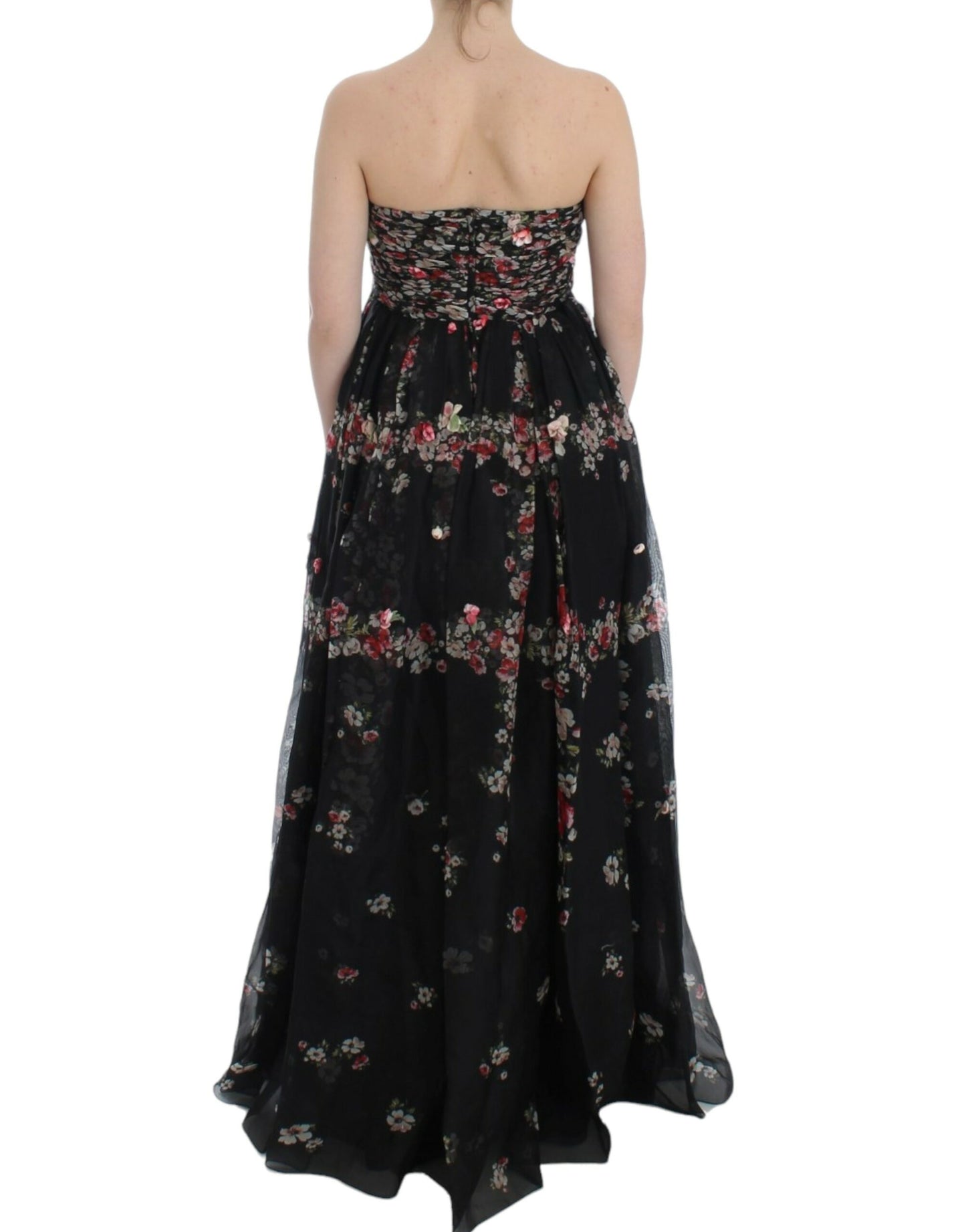 Dolce &amp; Gabbana Masterpiece black floral print silk runway dress